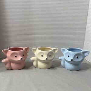 Set of 3 Fox Shaped Ceramic Planters
Pink Blue Cream Small Potted or Air Plants
